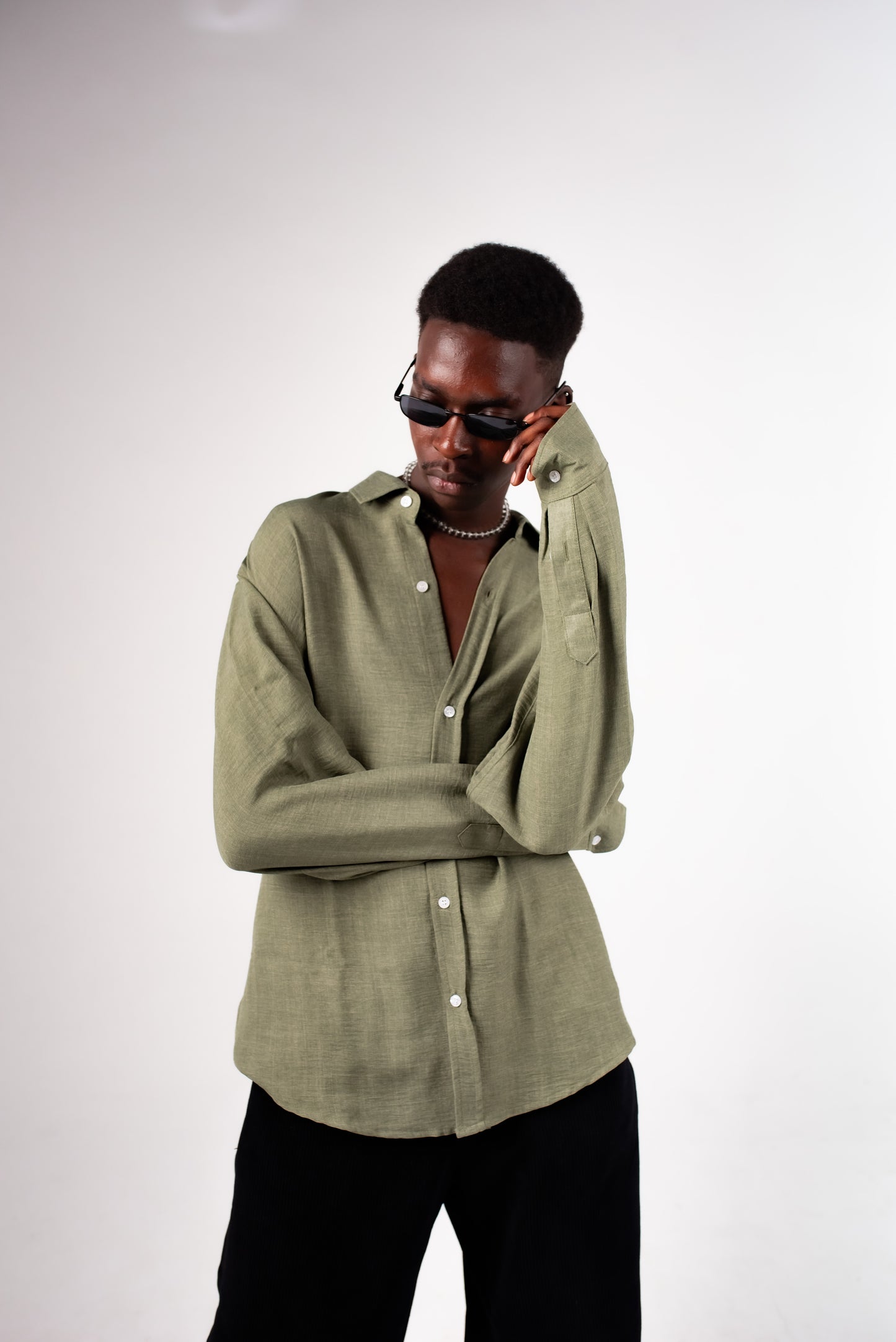 Olive Linen Breeze Shirt