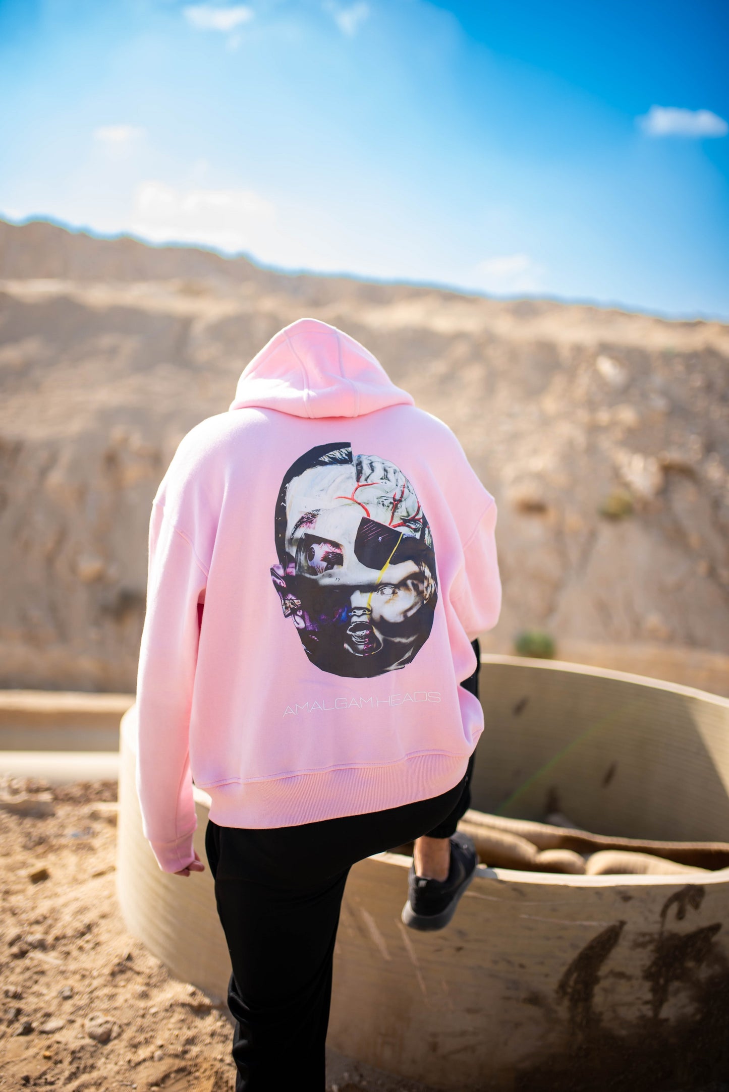 Amalgam Heads Pink Oversized Hoodie